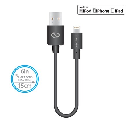 Naztech Naztech MFi Lightning Charge & Sync USB Cable 6in/15cm - Black 13432